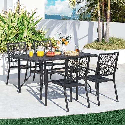 Black Stackable Metal Outdoor Dining Chairs Set of 6 K705288