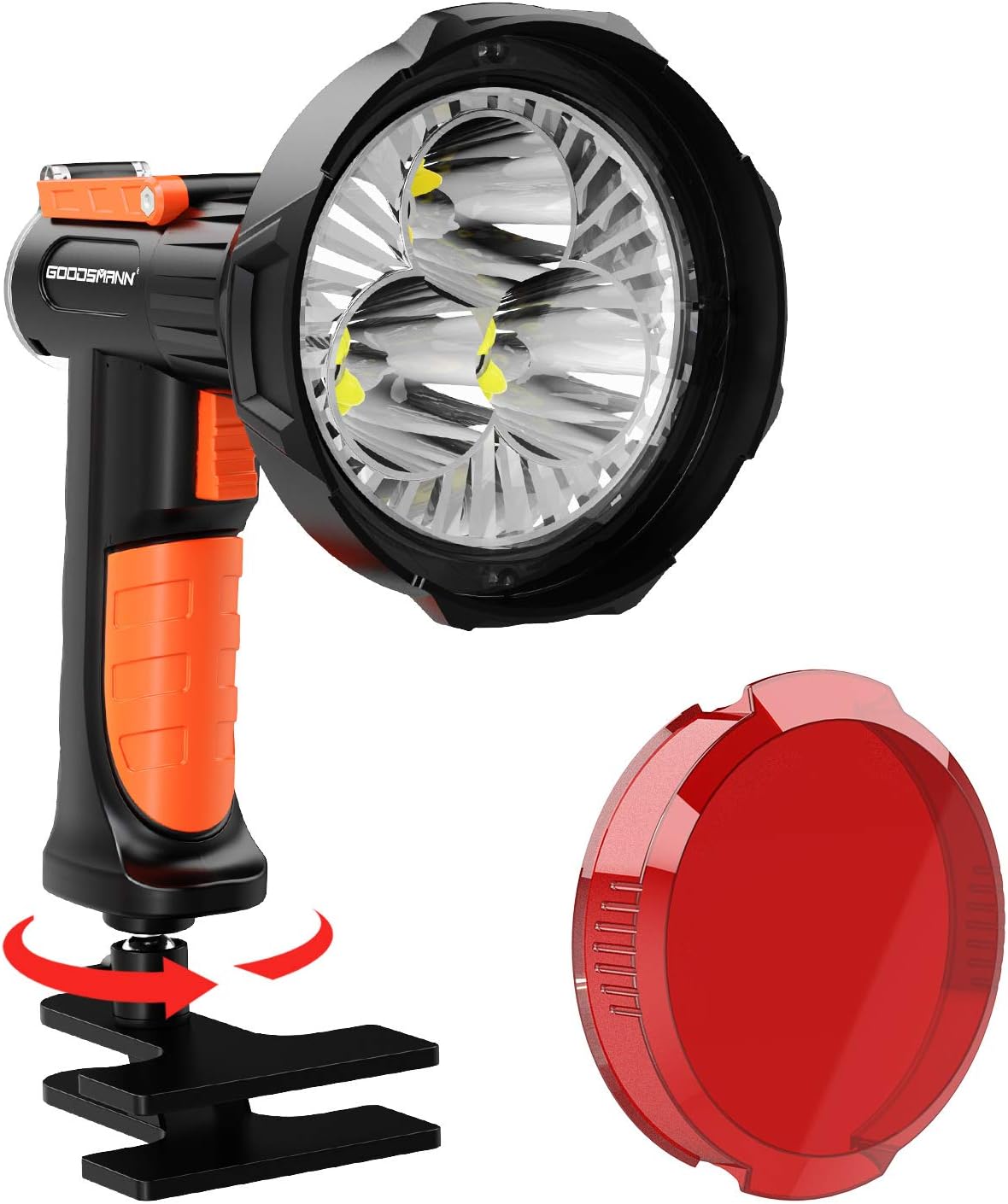 Rechargeable 4000 Lumen LED Spotlight with Detachable Red Light Filter V372