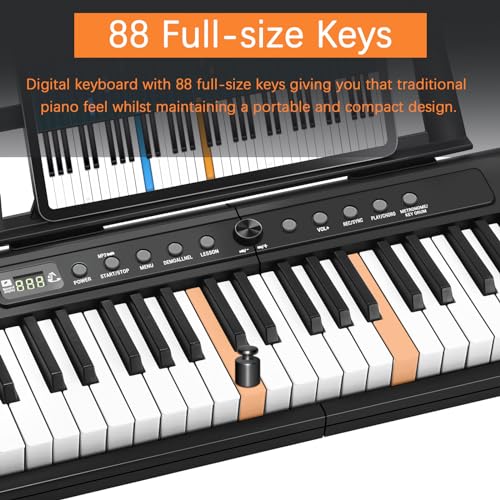 88 Key Semi Weighted Digital Piano with Music Stand T107