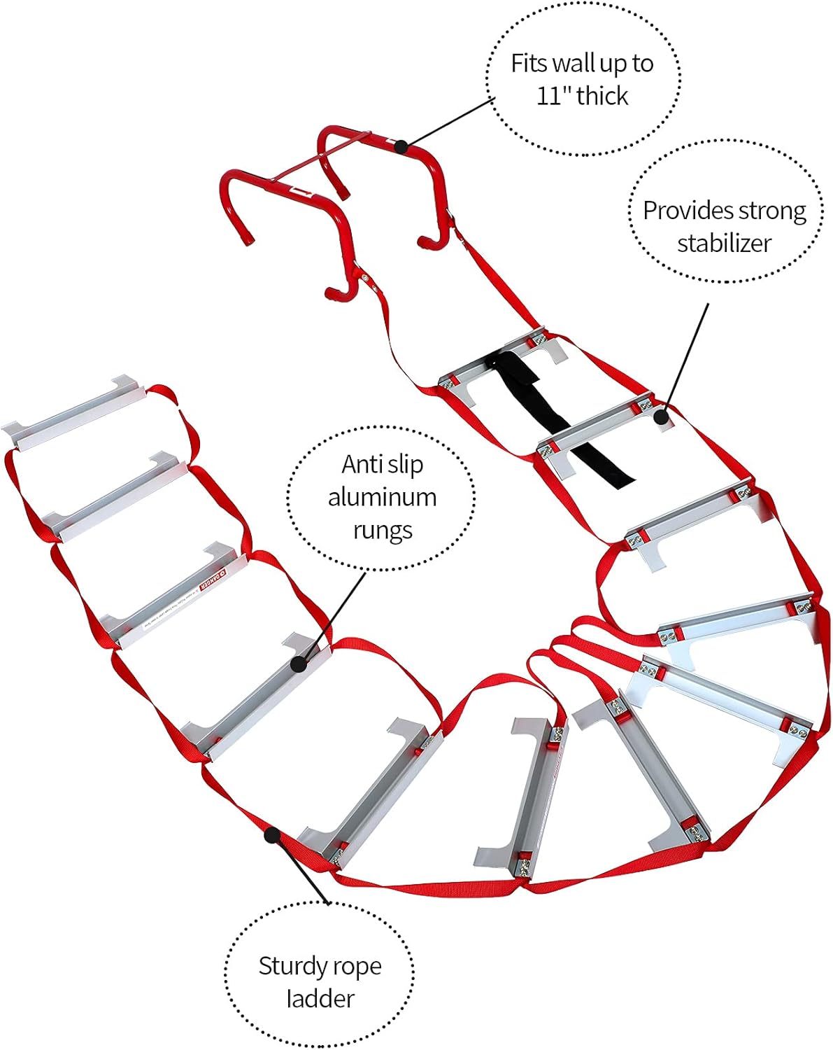 Retractable Fire Escape Ladder 15 Foot with Aluminum Steps Y151271