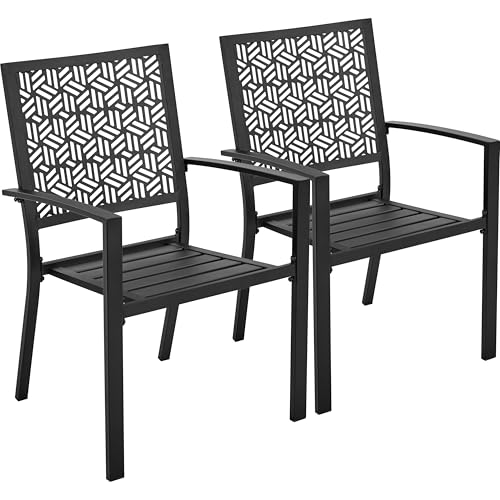 Black Stackable Metal Outdoor Dining Chairs Set of 6 K705288