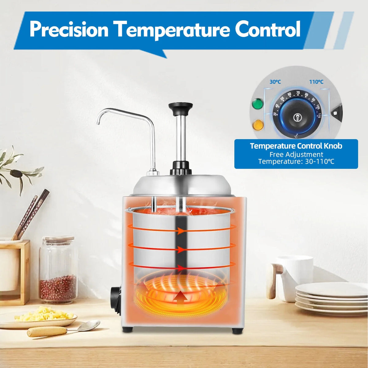 Nacho Cheese Dispenser Pump Caramel Warmer Tank 800W 110V R4089