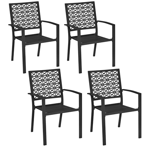 Black Stackable Metal Outdoor Dining Chairs Set of 6 K705288