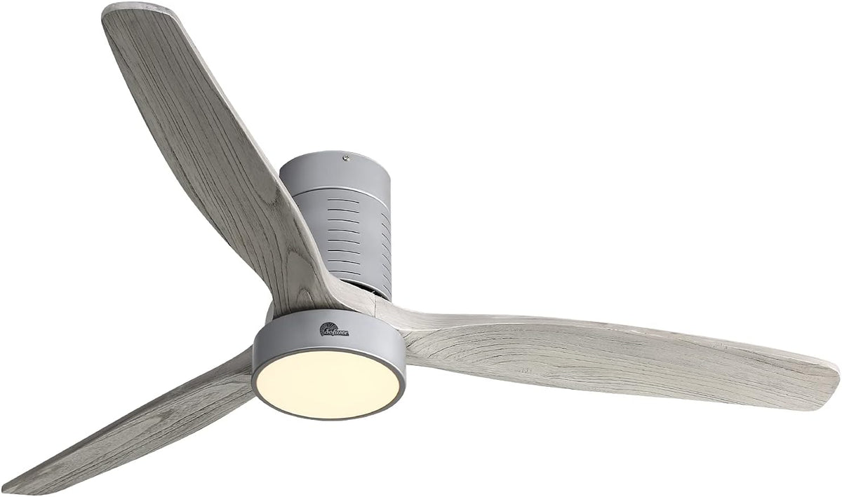 Low Profile Ceiling Fan With Lights 3 Carved Wood Fan Blade Remote Control Z510323