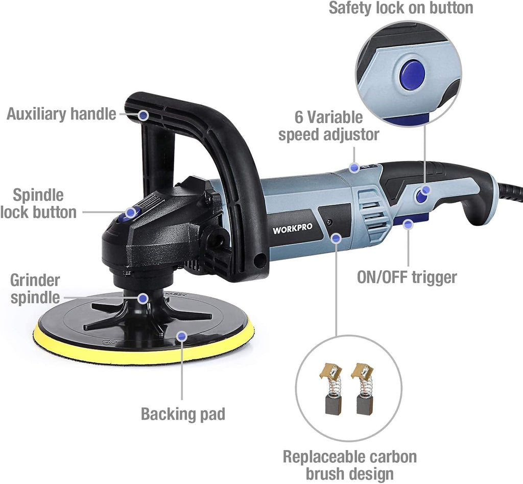 7-inch Buffer Polisher with 4 Pads, 6 Variable Speed D84684