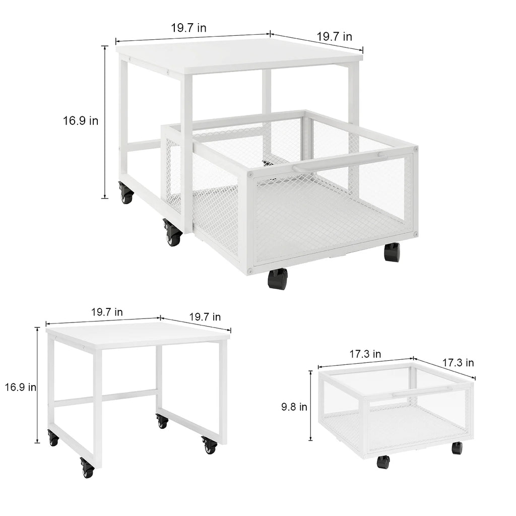 Mobile Mini Fridge Stand with 4 Lockable Wheels Rolling Fridge Cart I6981