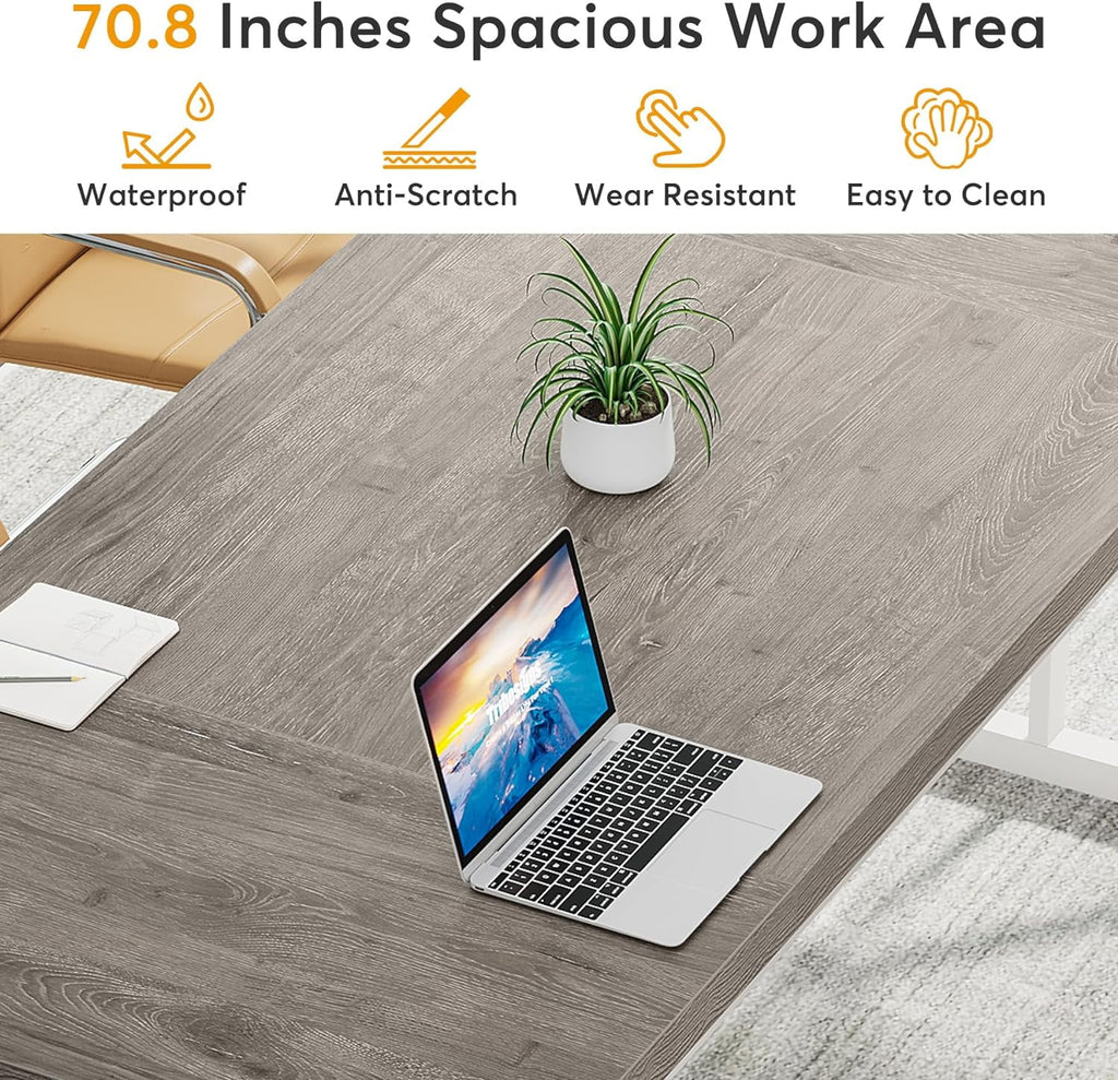 71 Inch Grey White Executive Desk N87045