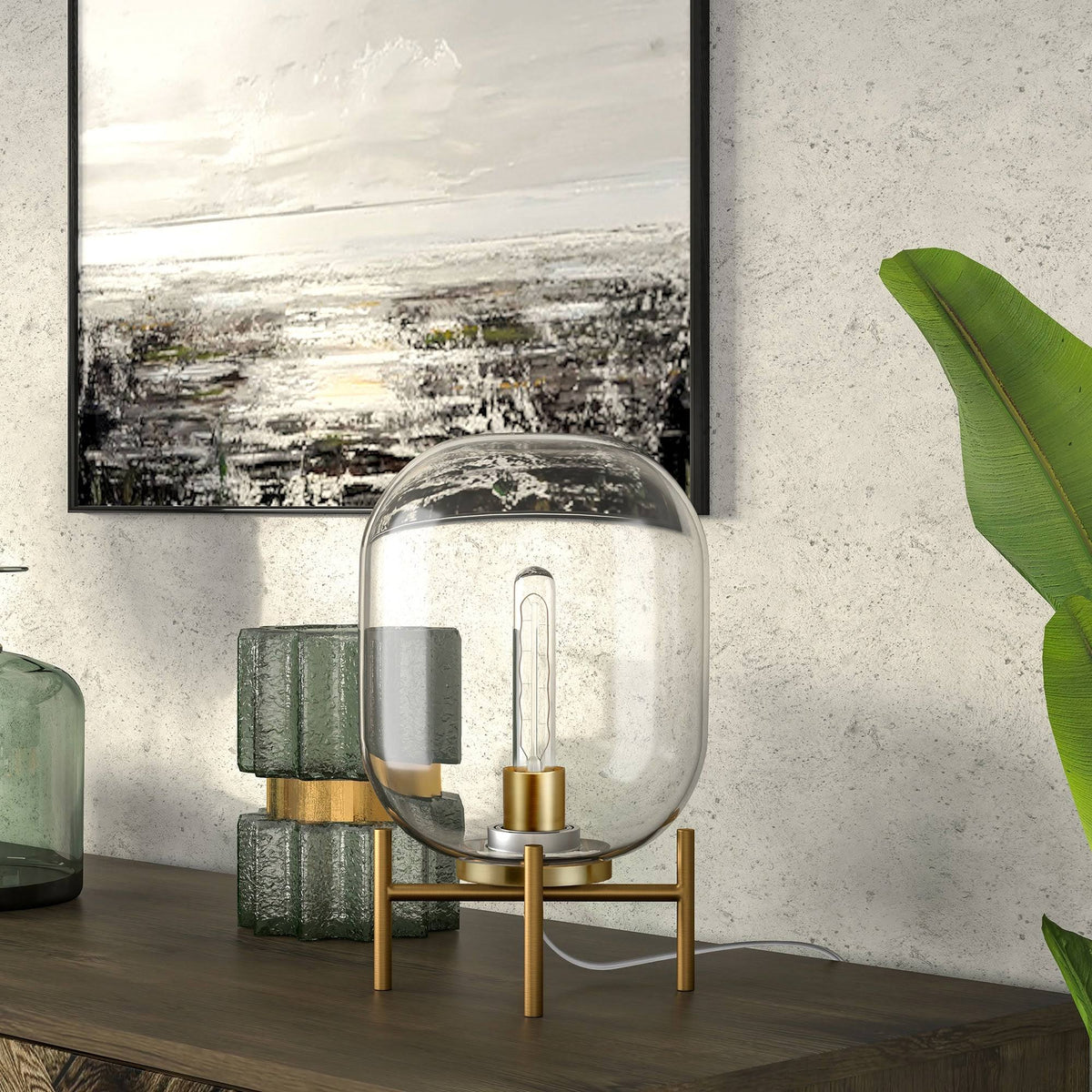 Clear Glass Globe Table Lamp O374
