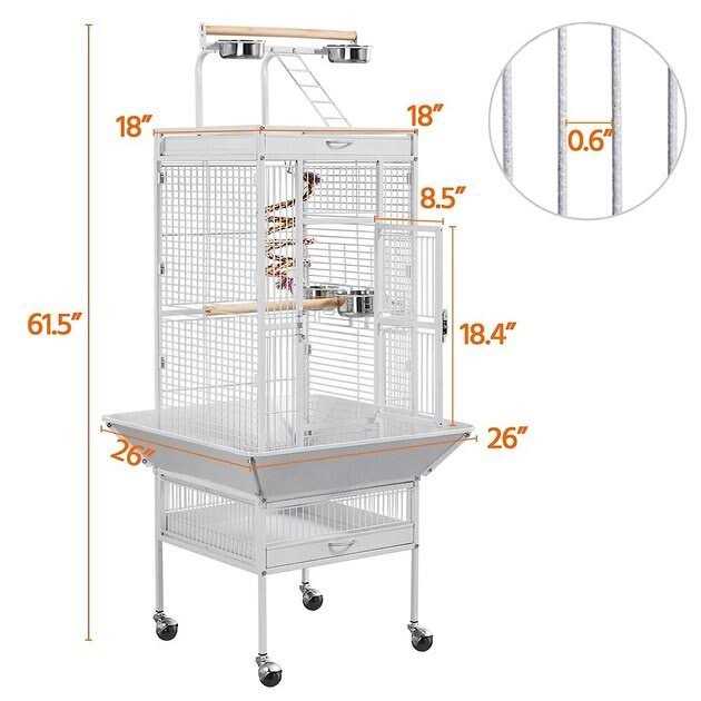 Rolling Metal Parrot Cage with Playtop Q34598