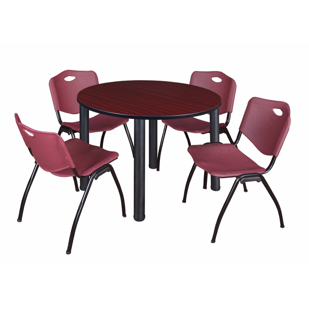 48x22 Round Breakroom Table with 4 Stack Chairs G76559