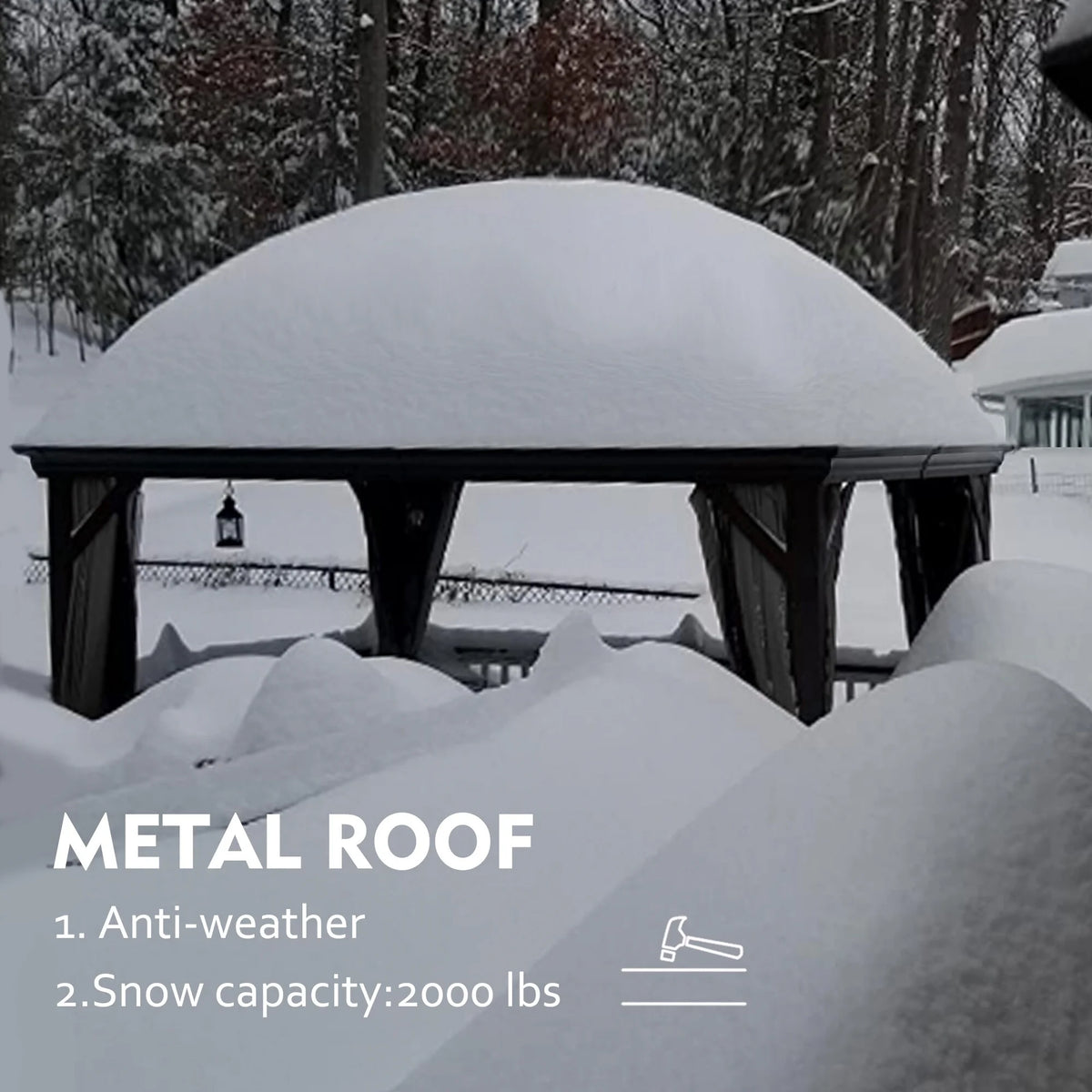 Grey Hardtop Gazebo with Steel Roof, Netting and Curtain 10' x 12' P439