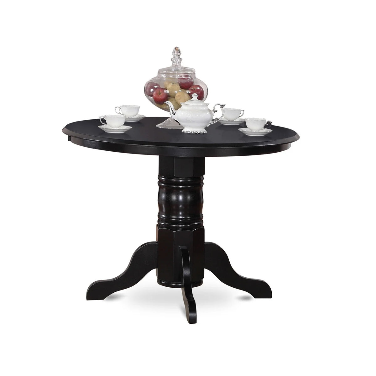 Round 42 Inch Table and 2 Wood Seat Chairs V582