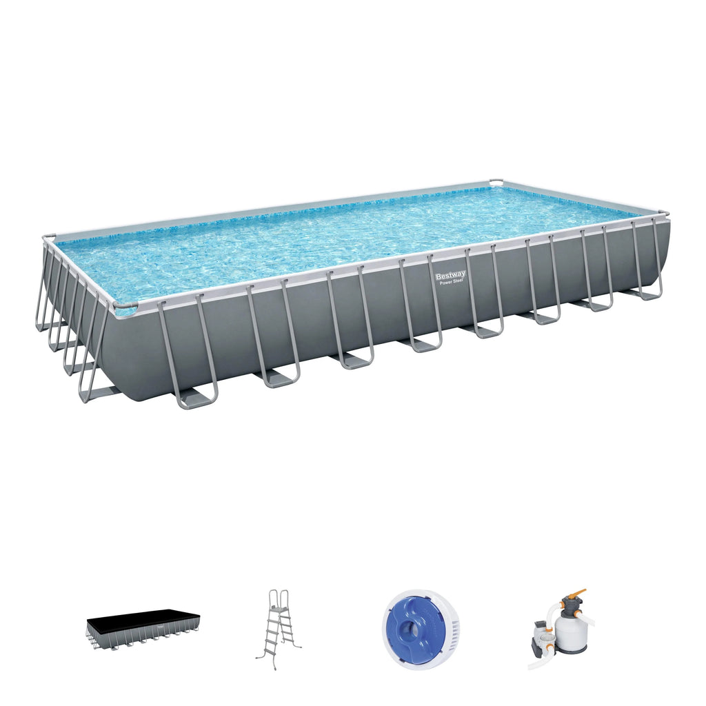 Power Steel 31'4 x 16' x 52 Rectangular Above Ground Pool Set U87137